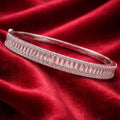 Silver-Tone American Diamond Baguette Tennis Bangle (Free Size)