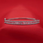 Silver-Tone American Diamond Baguette Tennis Bangle (Free Size)