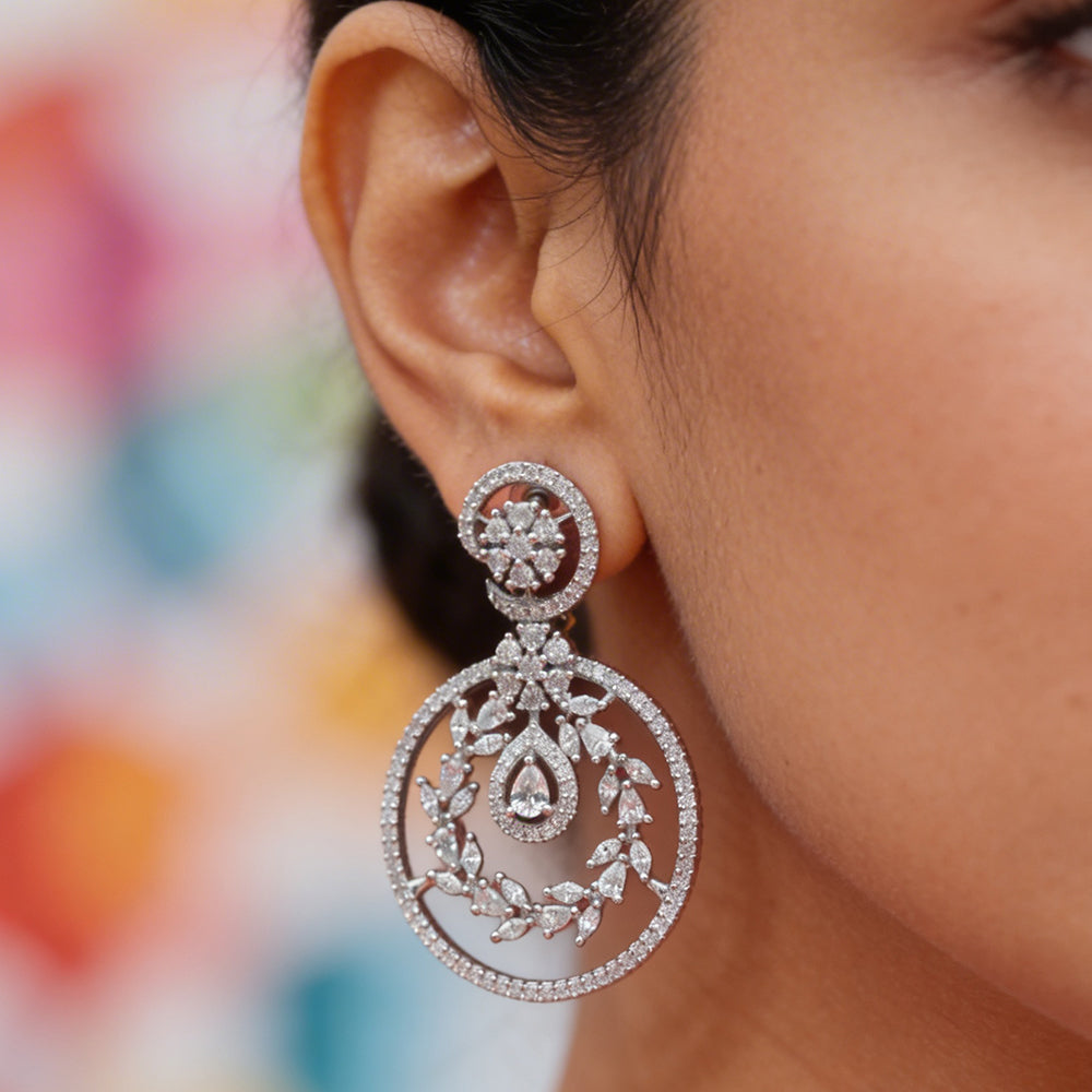 Floral Vine Crystal Drop Earrings