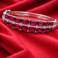 Silver-Tone Light Lavender Rectangular-Cut Statement Bangle (Free Size)