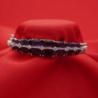 Silver-Tone Light Lavender Rectangular-Cut Statement Bangle (Free Size)