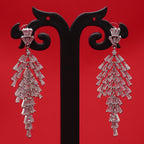 Silver Crystal Cascade Long Earrings – Baguette Drop