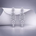 Silver Crystal Cascade Long Earrings – Baguette Drop