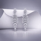 Silver Crystal Cascade Long Earrings – Baguette Drop