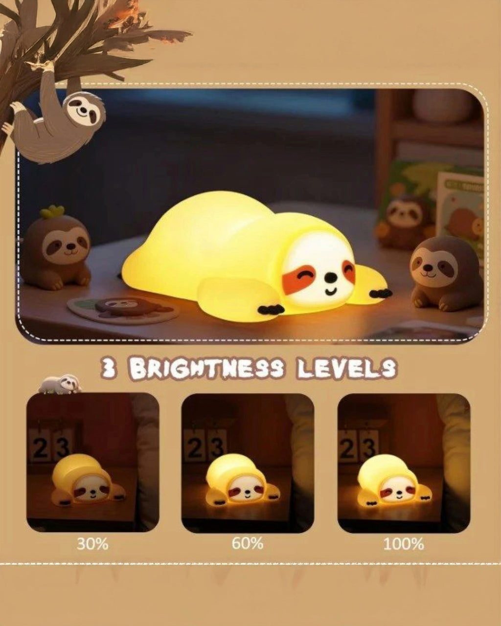 Sleepy Sloth Silicone Night Lamp