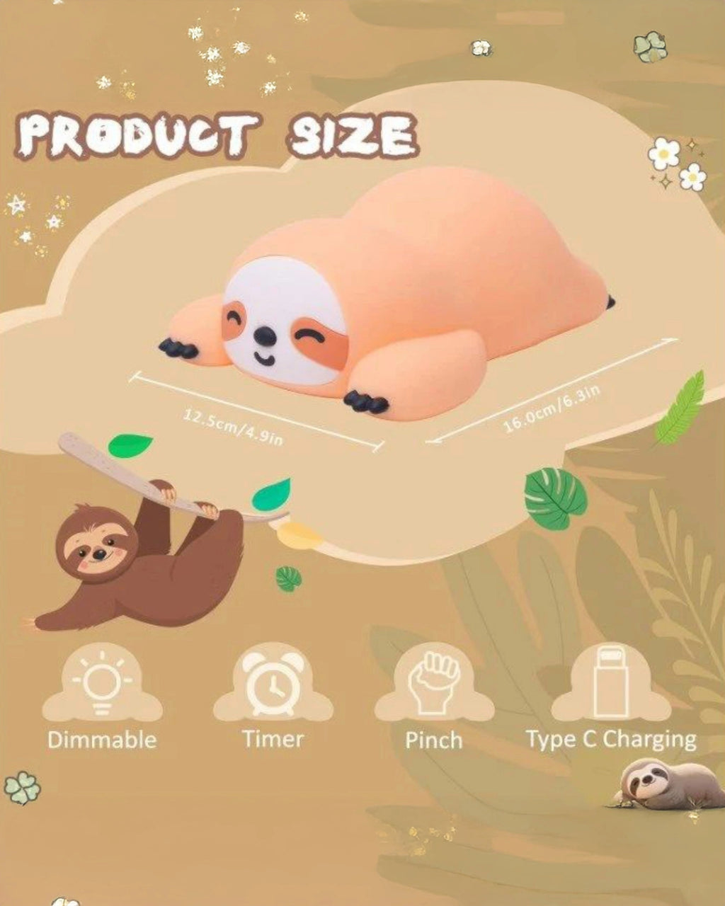 Sleepy Sloth Silicone Night Lamp