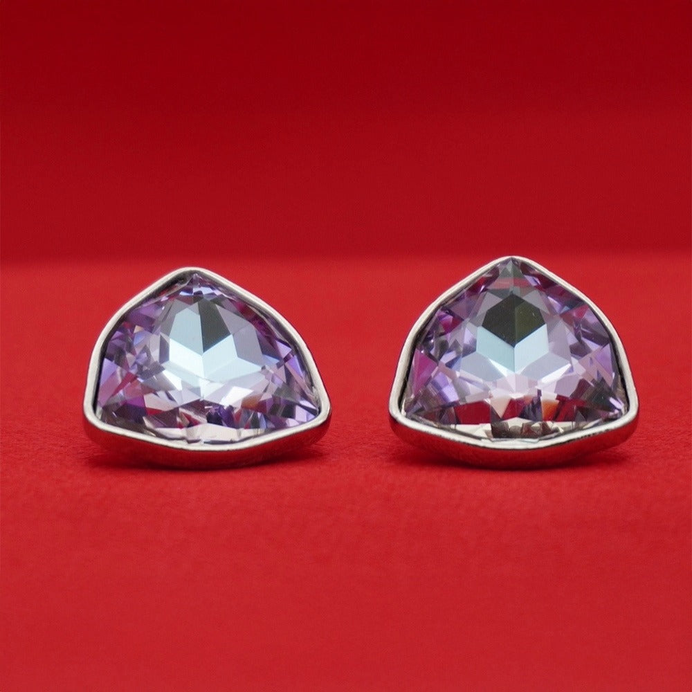 Lavender Prism Geometric Crystal Stud Earrings