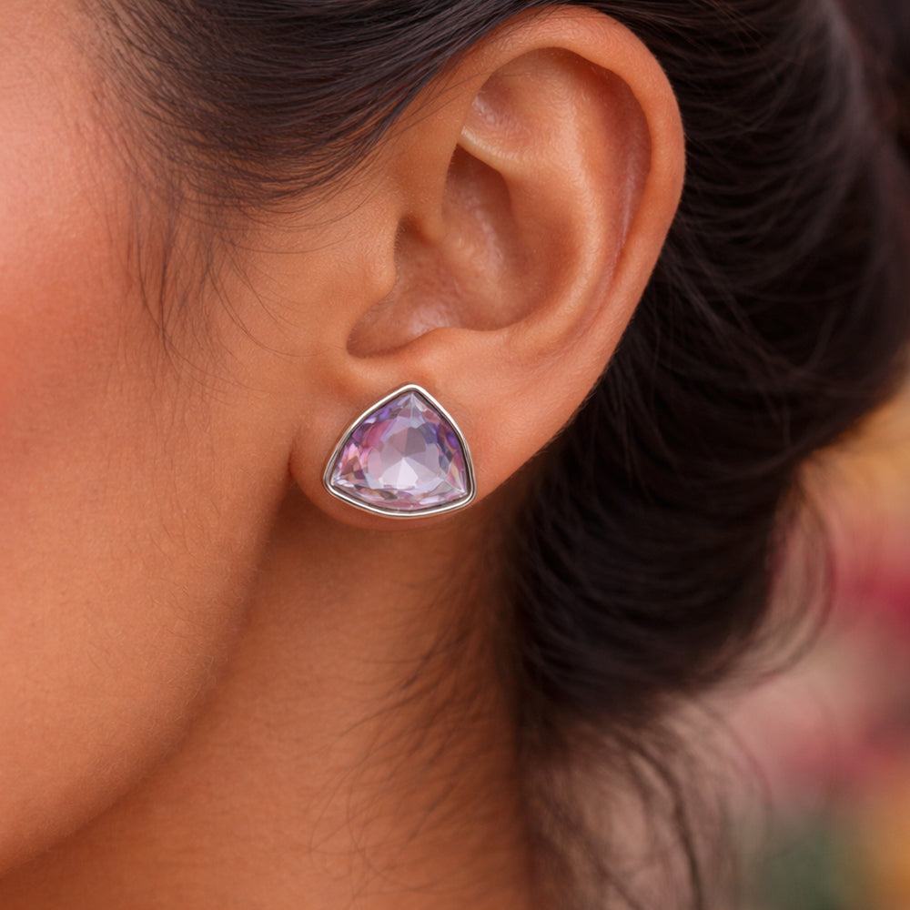Lavender Prism Geometric Crystal Stud Earrings