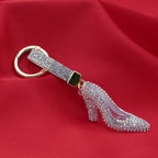 Rhinestone Studded Keychain Charm - Sparkling High Heels