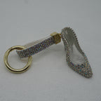 Rhinestone Studded Keychain Charm - Sparkling High Heels