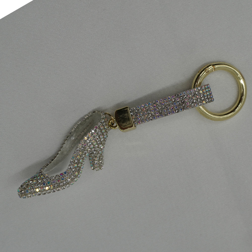 Rhinestone Studded Keychain Charm - Sparkling High Heels