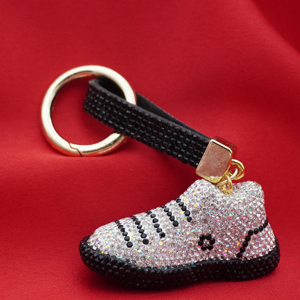 Rhinestone Studded Keychain Charm - Sparkling Sneaker