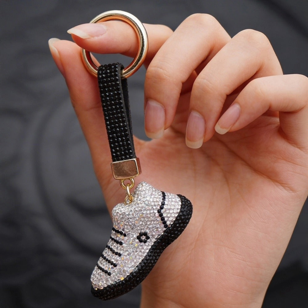 Rhinestone Studded Keychain Charm - Sparkling Sneaker