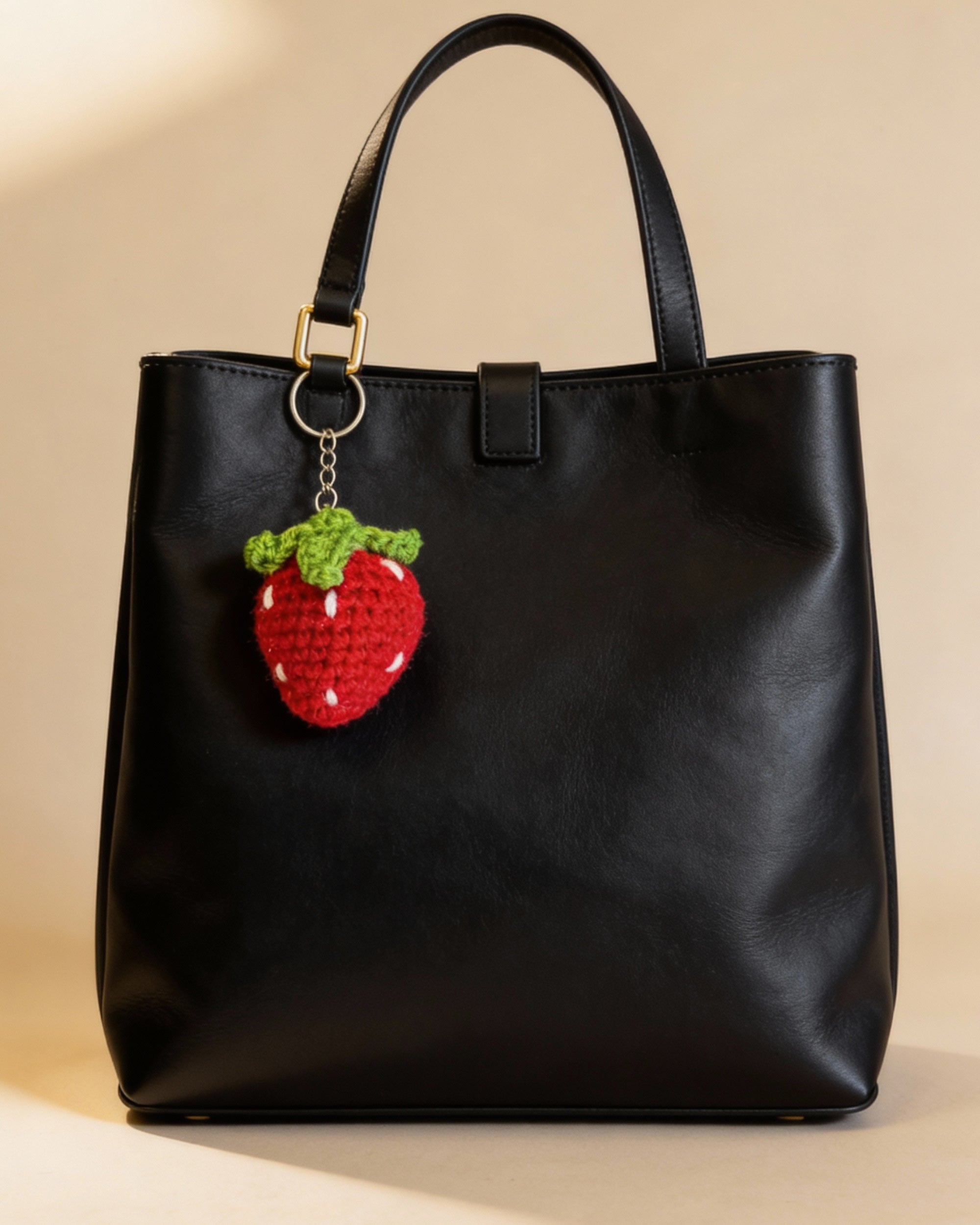 Handmade Plush Fruit Charm - Crochet Strawberry Keychain