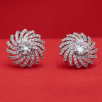 Swirl Halo Crystal Stud Earrings