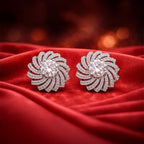 Swirl Halo Crystal Stud Earrings
