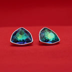 Teal Radiance Geometric Crystal Stud Earrings