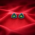Teal Radiance Geometric Crystal Stud Earrings