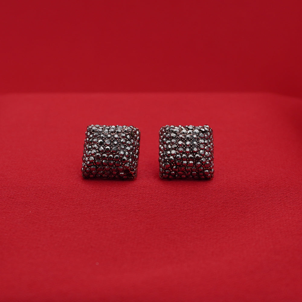 Textured Gunmetal Square Stud Earrings – Modern Dark Metallic
