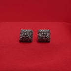 Textured Gunmetal Square Stud Earrings – Modern Dark Metallic