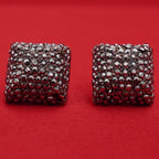 Textured Gunmetal Square Stud Earrings – Modern Dark Metallic
