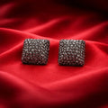 Textured Gunmetal Square Stud Earrings – Modern Dark Metallic