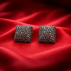 Textured Gunmetal Square Stud Earrings – Modern Dark Metallic