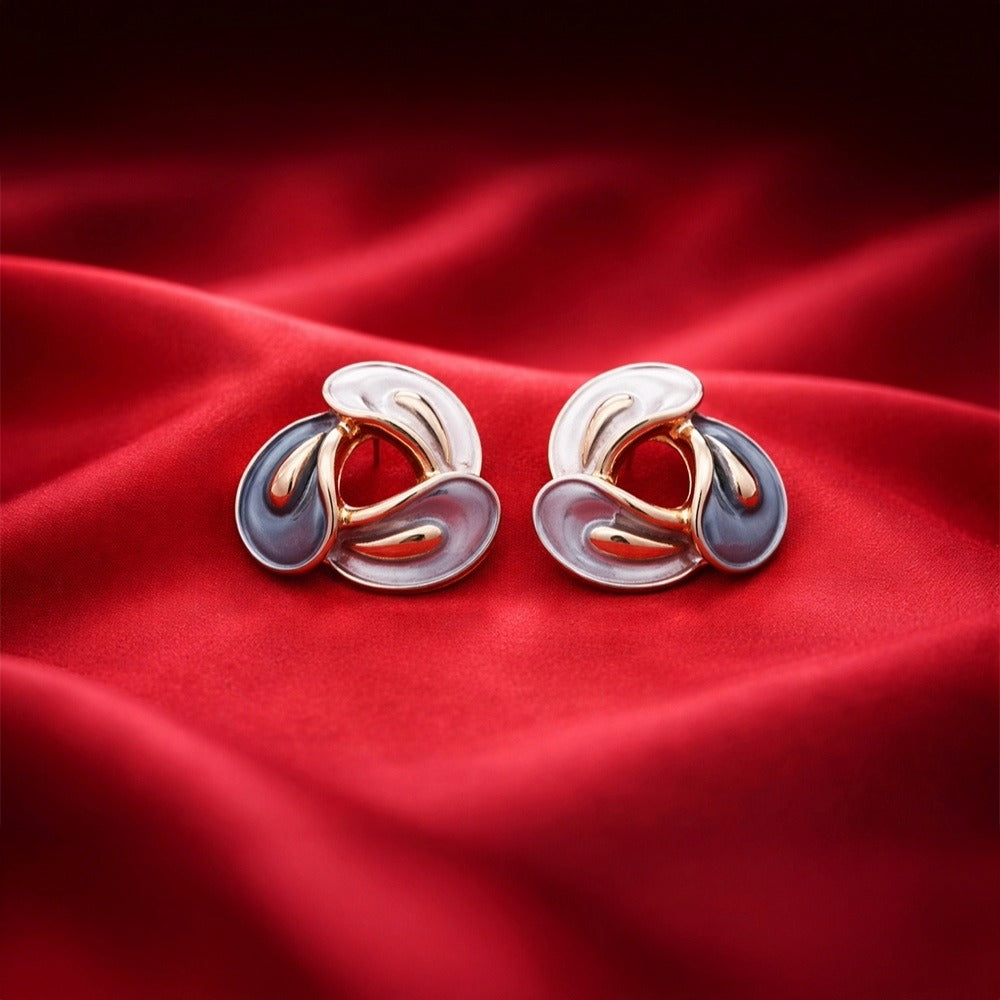Tri-Tone Interlocking Knot Stud Earrings