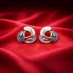 Tri-Tone Interlocking Knot Stud Earrings