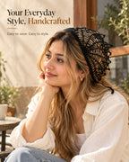 Black Spider Web Crochet Bandana – Handmade Hair Scarf