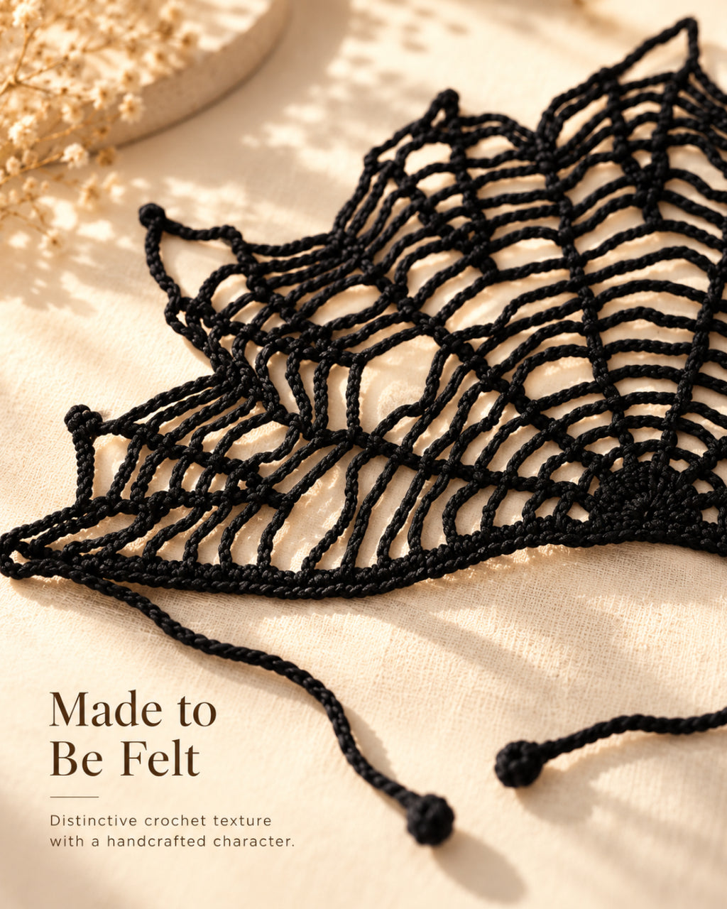 Black Spider Web Crochet Bandana – Handmade Hair Scarf