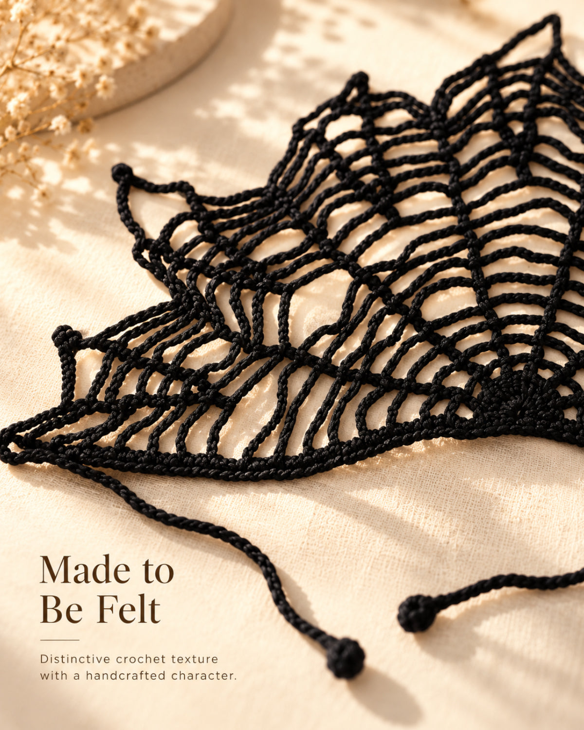 Black Spider Web Crochet Bandana – Handmade Hair Scarf