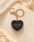 Black Rhinestone Heart Keychain