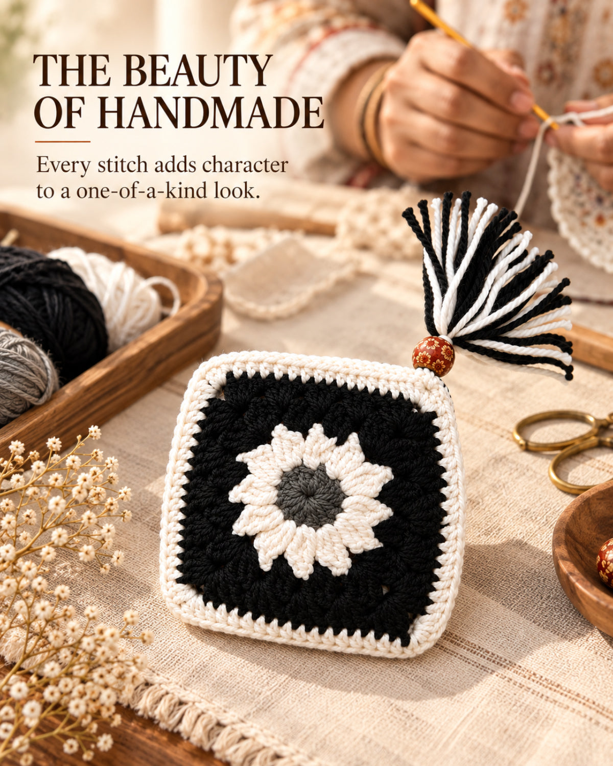 Sunflower Mini Crochet Pouch | Handmade Floral Zipper Mini Purse