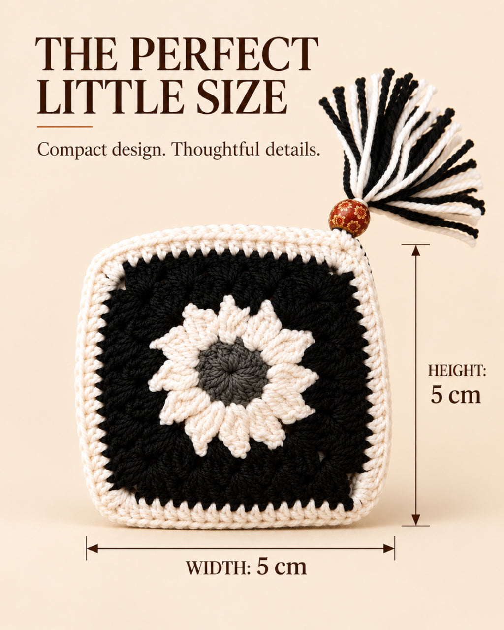 Sunflower Mini Crochet Pouch | Handmade Floral Zipper Mini Purse