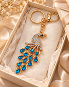 Blue Rhinestone Peacock Keychain