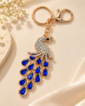 Sapphire Blue Rhinestone Peacock Keychain
