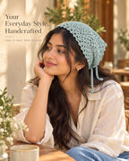 Blue Grey Handcrafted Crochet Bandana – Everyday Hair Scarf