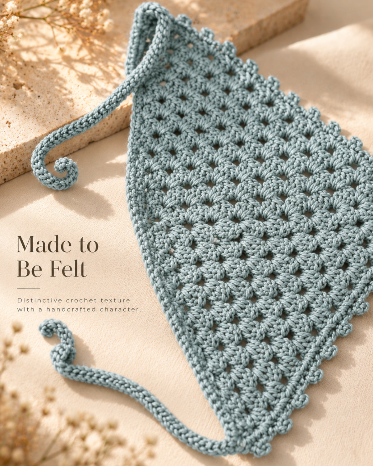 Blue Grey Handcrafted Crochet Bandana – Everyday Hair Scarf