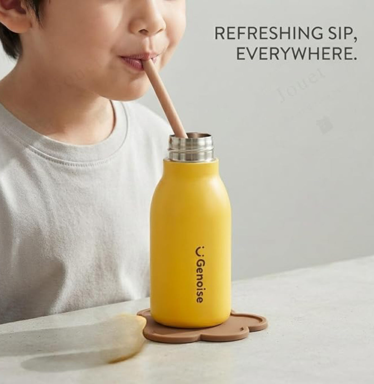 Kids Stainless Steel Insulated 450ml Water Bottle - Capybara Lid