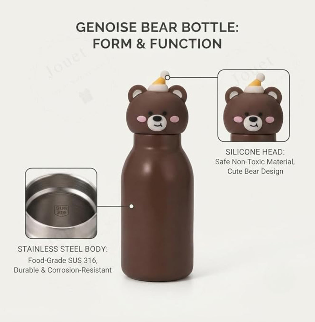 Kids Stainless Steel Insulated 450ml Water Bottle - Bear Lid