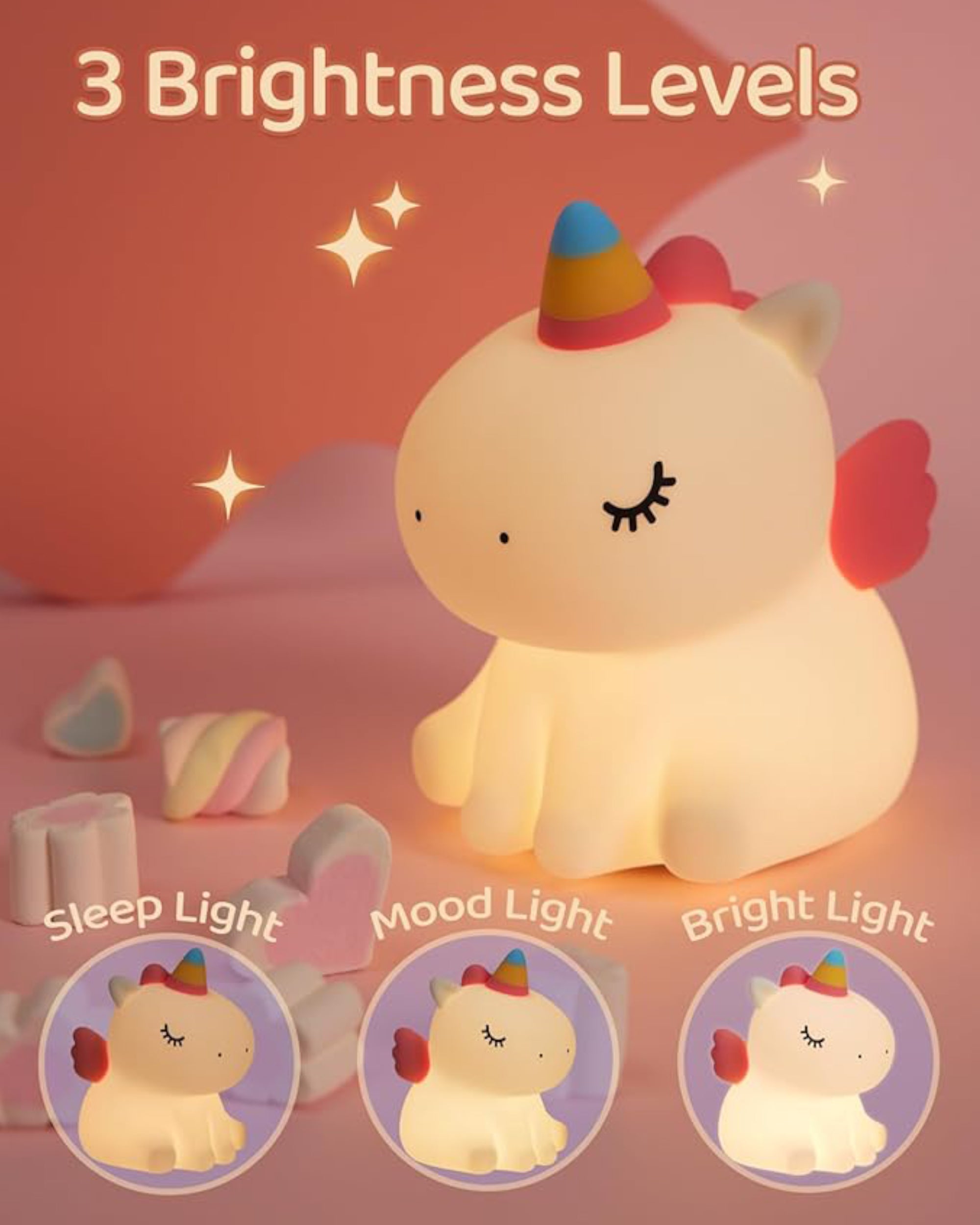 Rainbow Unicorn Silicon Night Lamp
