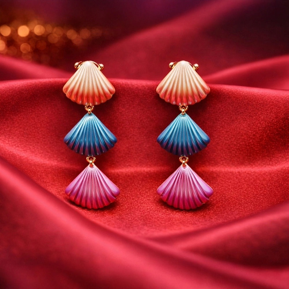 Enamel Floral Earrings in Colorful Shell Drop | Floral Enamel Collection
