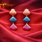 Enamel Floral Earrings in Colorful Shell Drop | Floral Enamel Collection