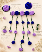 Crochet Floral Hair Tiara – Lavender & Blue