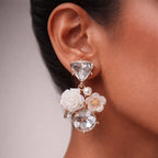 Enamel Floral Earrings - Gold Rose & Pearl | Rose & Pearl Collection