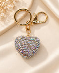 Silver Rainbow Rhinestone Heart Keychain