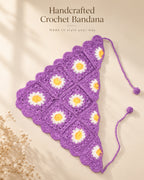 Purple Daisy Bloom Crochet Bandana