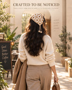 Beige & Ivory Daisy Crochet Bandana – Handcrafted Floral Head Scarf