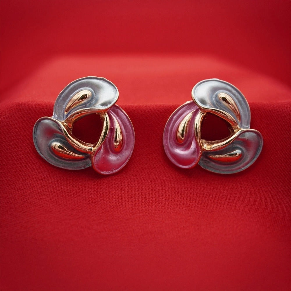 Enamel Floral Earrings for Women – Hand-Painted Lightweight Abstract Studs